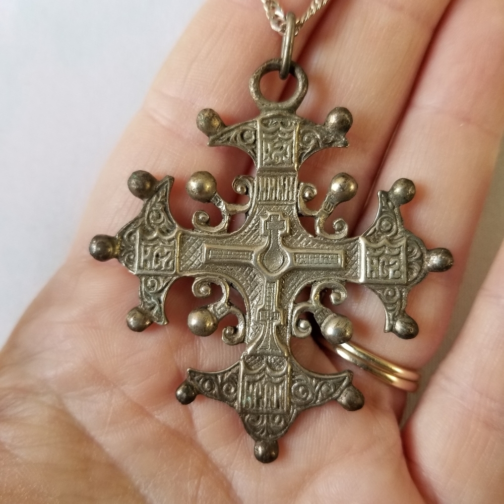 Relisted -Vintage Coppini cross necklace 800 silver bros Christian renaissance - Picture 6 of 17